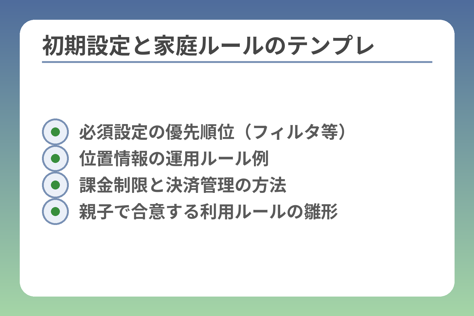 初期設定と家庭ルールのテンプレ