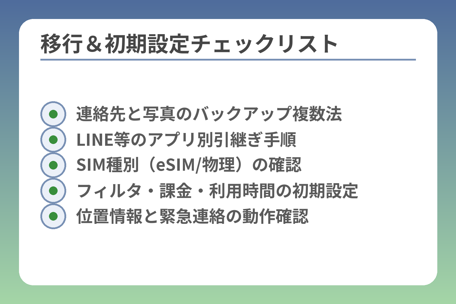 移行＆初期設定チェックリスト