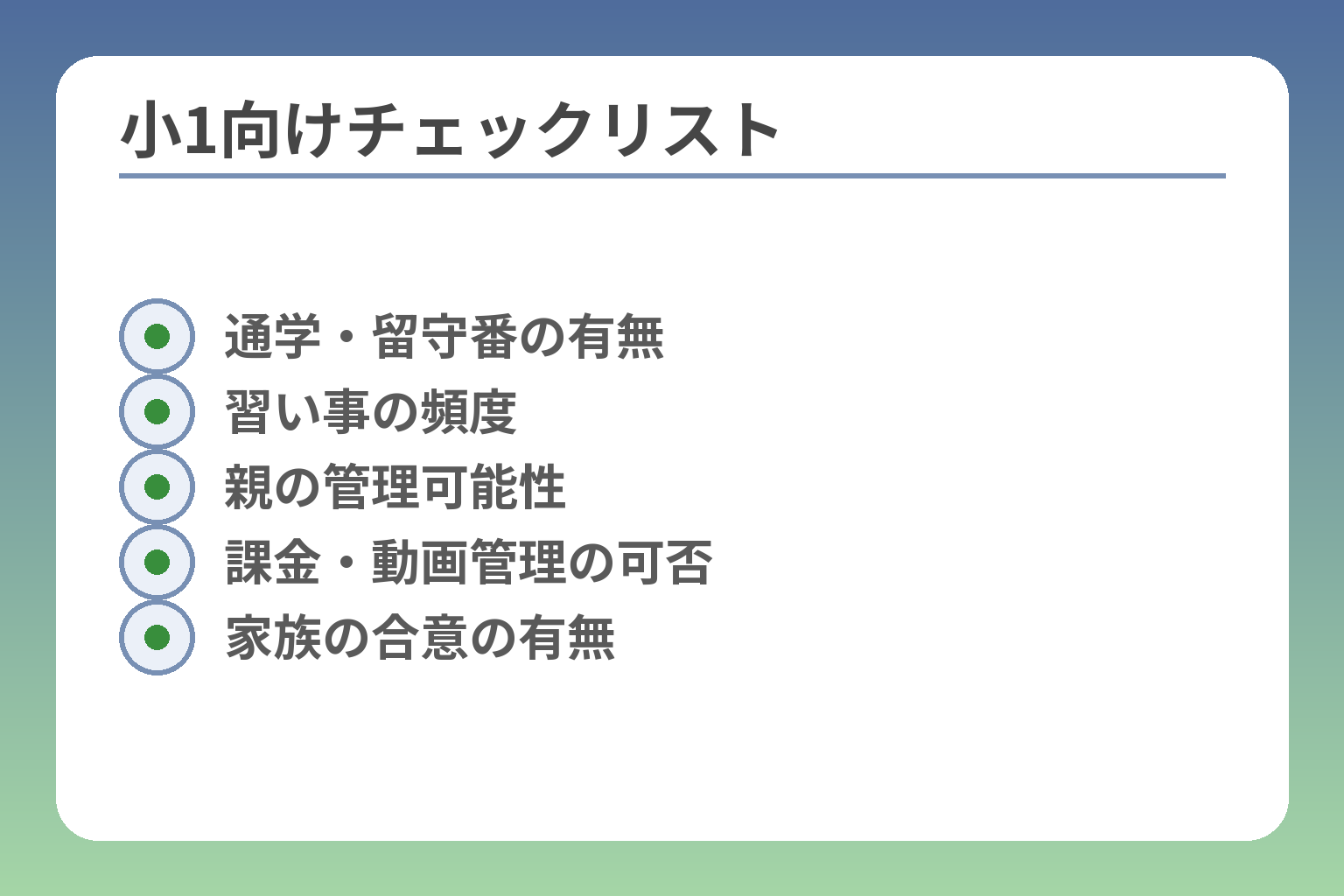 小1向けチェックリスト