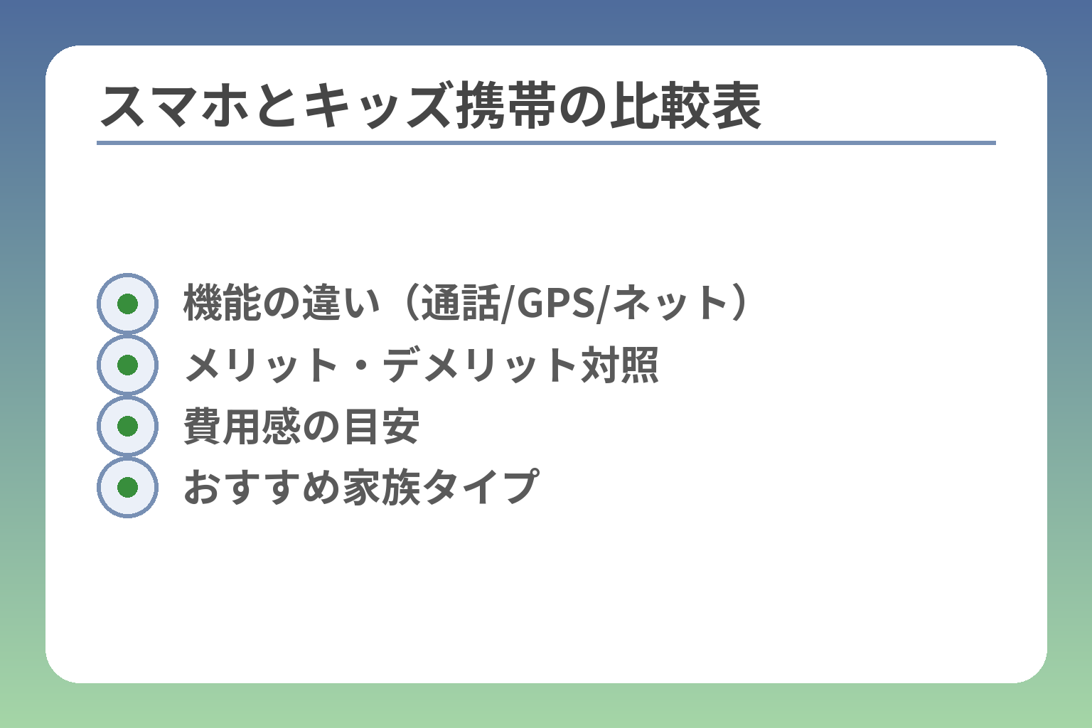 スマホとキッズ携帯の比較表