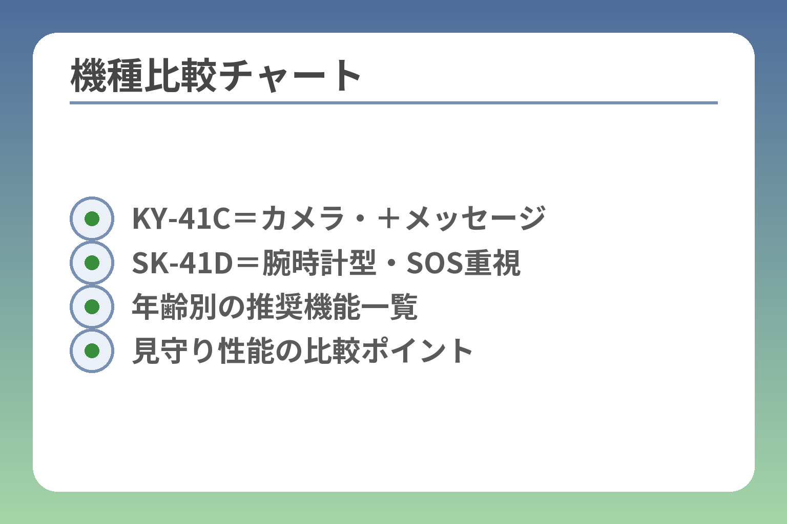 機種比較チャート
