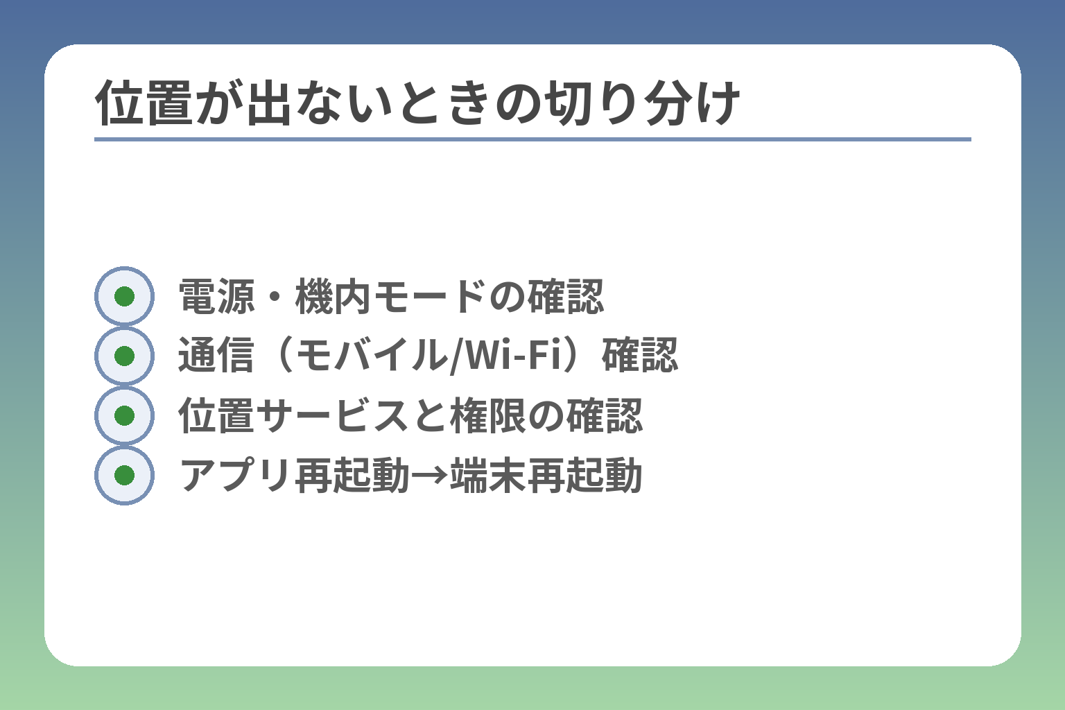 位置が出ないときの切り分け