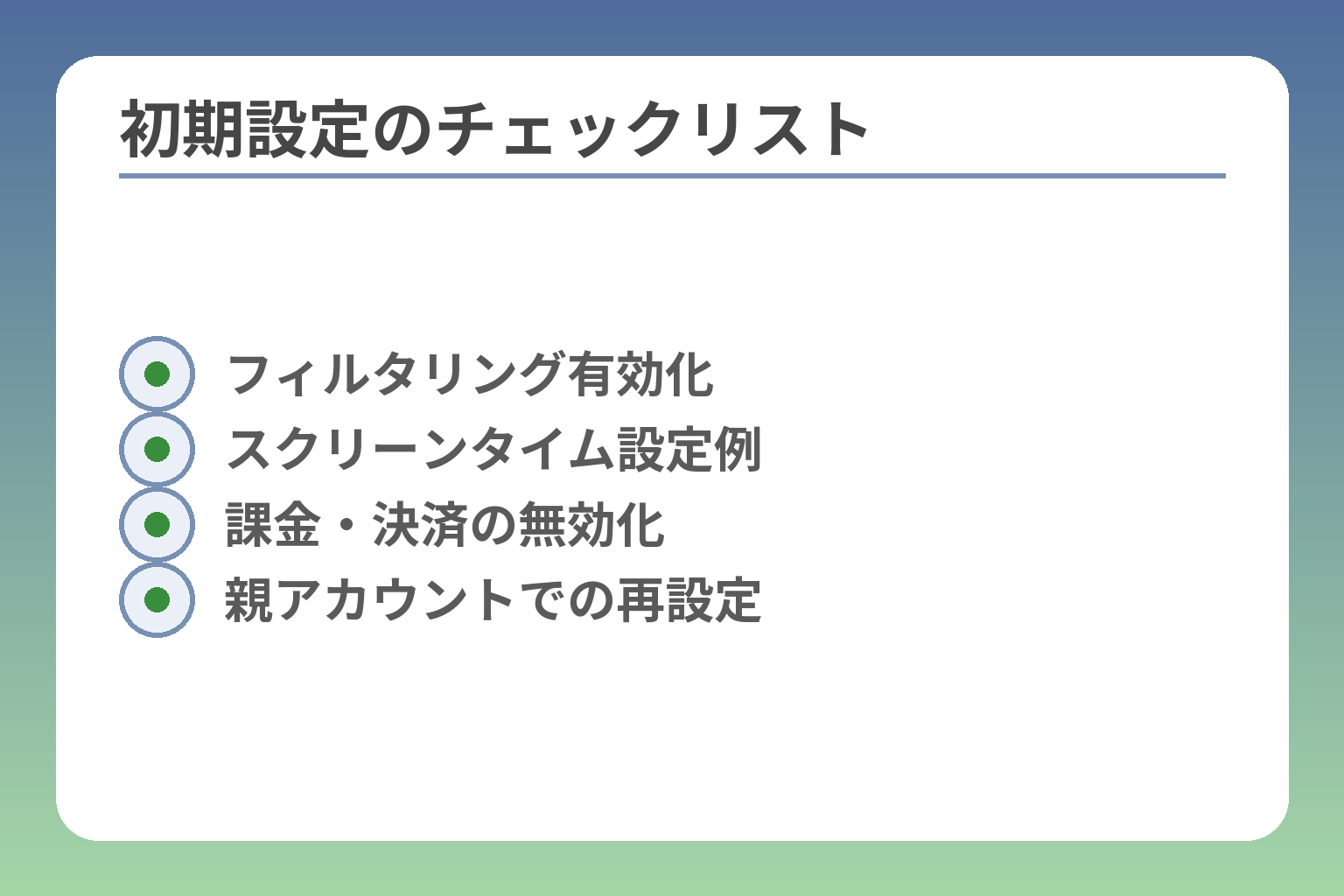 初期設定のチェックリスト