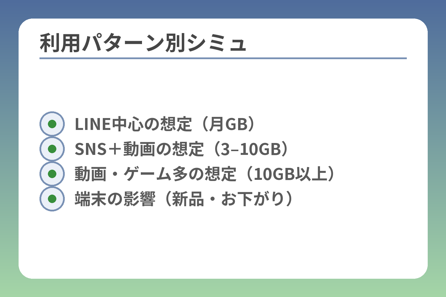 利用パターン別シミュ