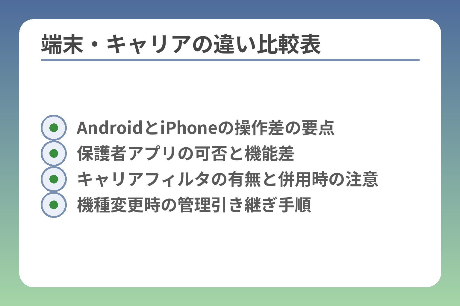 端末・キャリアの違い比較表
