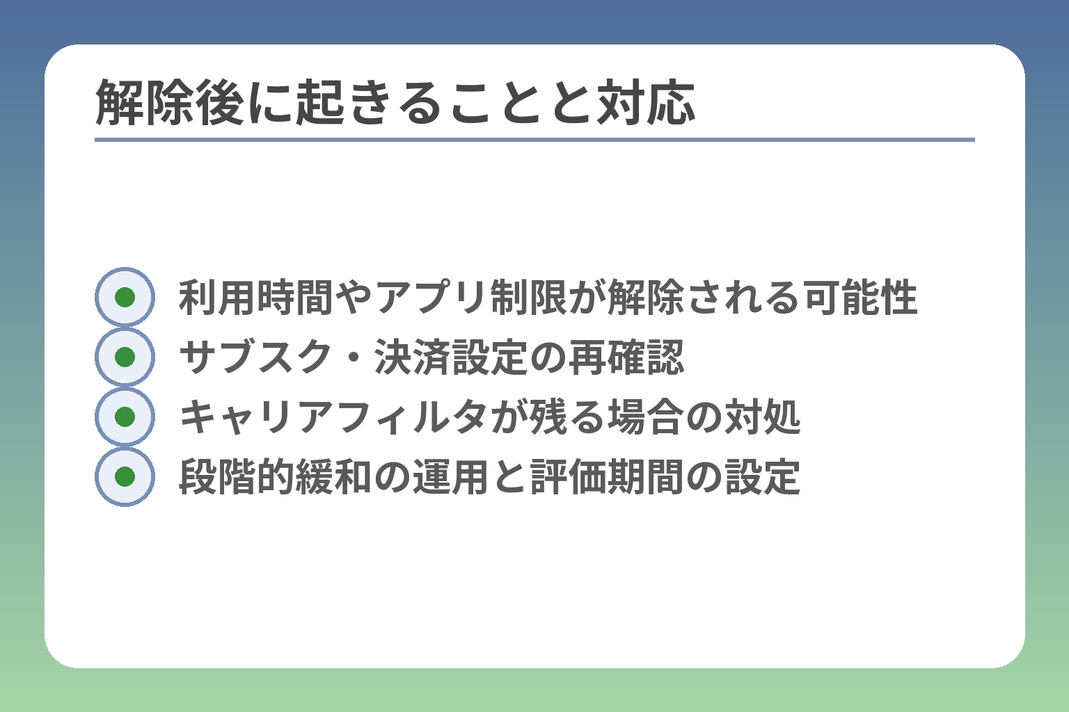 解除後に起きることと対応